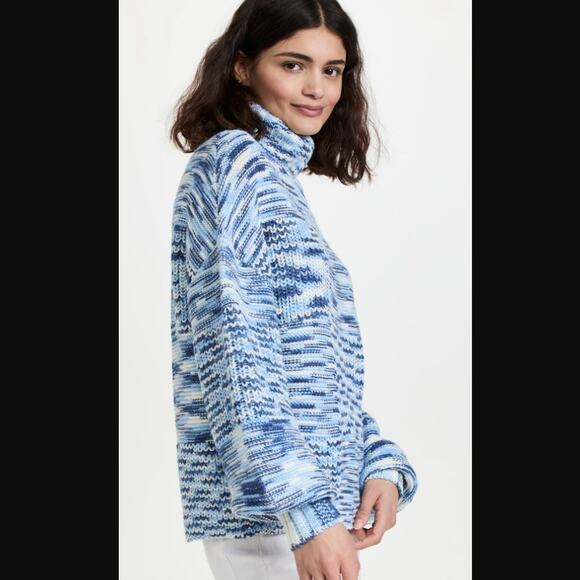 STAUD Benny Intarsia-knit Turtleneck Sweater In Dusk Medium NEW - Picture 3 of 9